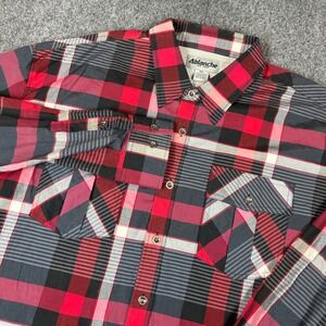 Ablanche New York Mens 3XL Plaid Button Down Shirt Red Grey Black Long Sleeve